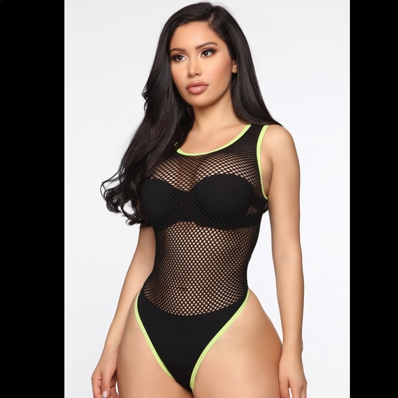 Fashion Nova Tops - Party Places Fishnet Bodysuit - Brand New